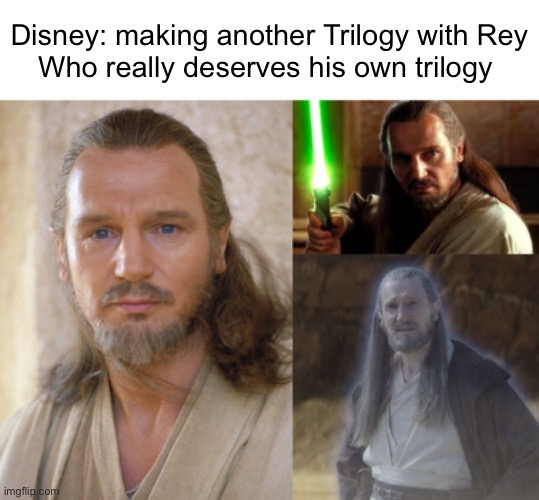 Probably would want someone younger than Liam Neeson though. | Disney: making another Trilogy with Rey
Who really deserves his own trilogy | made w/ Imgflip meme maker