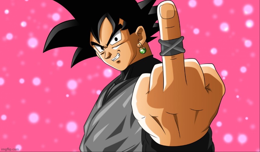 Black Goku middle finger | image tagged in black goku middle finger | made w/ Imgflip meme maker