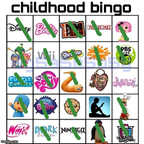 i used to be obsessed with Nickelodeon | image tagged in childhood bingo | made w/ Imgflip meme maker