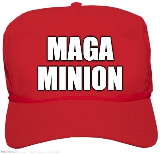 blank red MAGA MINION hat | MAGA
 MINION | image tagged in blank red maga hat,maga,commie,dictator,fascist,change my mind | made w/ Imgflip meme maker