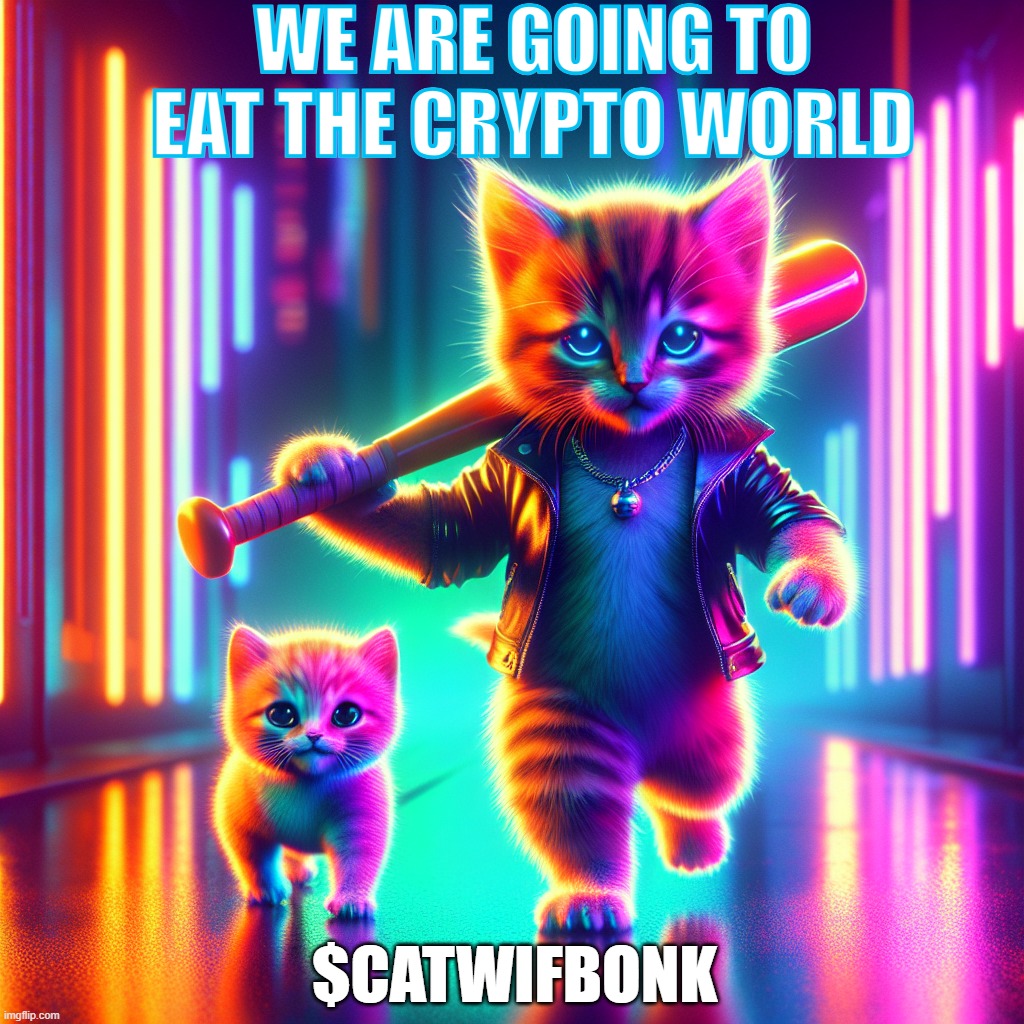 CATWIFBONK | WE ARE GOING TO EAT THE CRYPTO WORLD; $CATWIFBONK | image tagged in memes | made w/ Imgflip meme maker