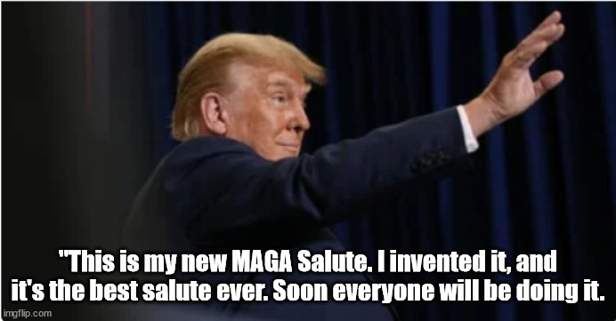 MAGA Salute | "This is my new MAGA Salute. I invented it, and it's the best salute ever. Soon everyone will be doing it. | image tagged in maga,hitler,brownshirts,republicans,fascists,fourth reich | made w/ Imgflip meme maker