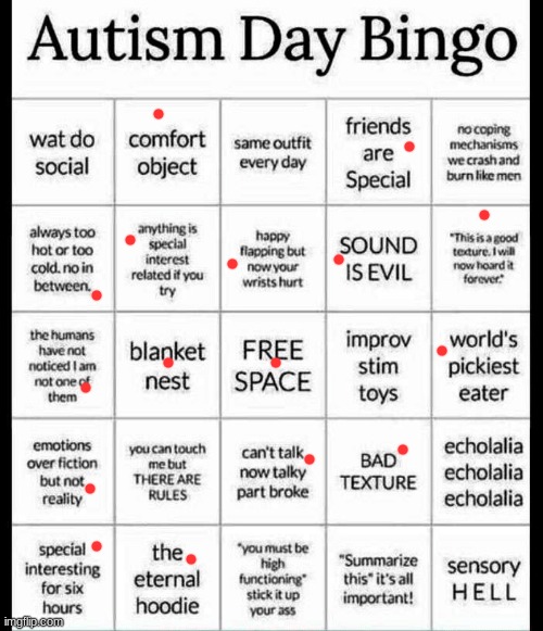 autism bingo | image tagged in autism bingo | made w/ Imgflip meme maker