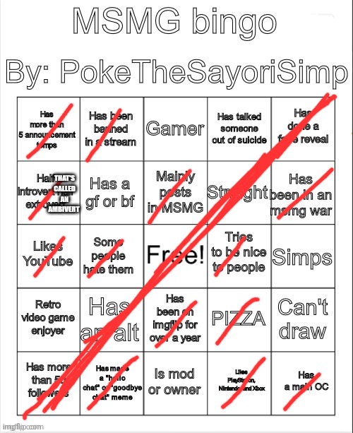 MSMG bingo by poke | THAT'S CALLED AN AMBIVERT | image tagged in msmg bingo by poke | made w/ Imgflip meme maker