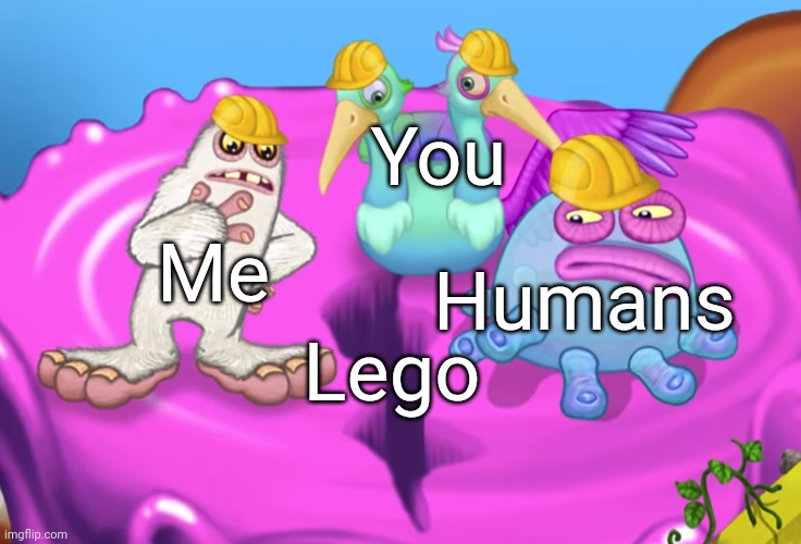 Mammott and Toe Jammer disgusted | You Me Lego Humans | image tagged in mammott and toe jammer disgusted | made w/ Imgflip meme maker