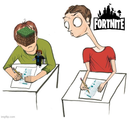 Fortnite | image tagged in student cheating and exam stress | made w/ Imgflip meme maker