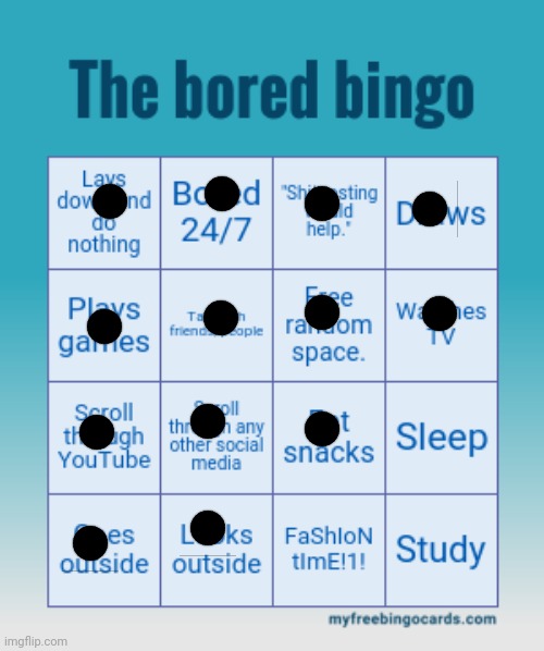 The bored bingo | image tagged in the bored bingo | made w/ Imgflip meme maker