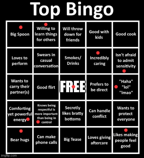 Top Bingo | FREE | image tagged in top bingo | made w/ Imgflip meme maker