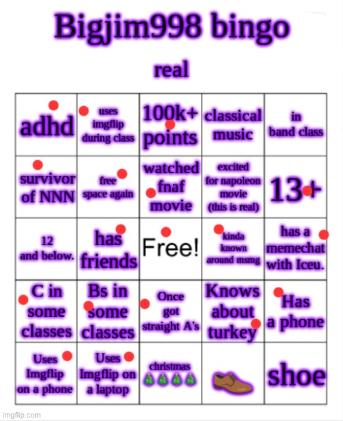 :) | image tagged in bigjim998 bingo | made w/ Imgflip meme maker