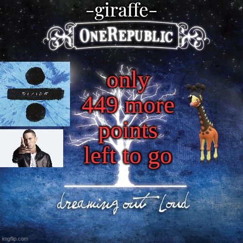 -giraffe- | only 449 more points left to go | image tagged in -giraffe- | made w/ Imgflip meme maker