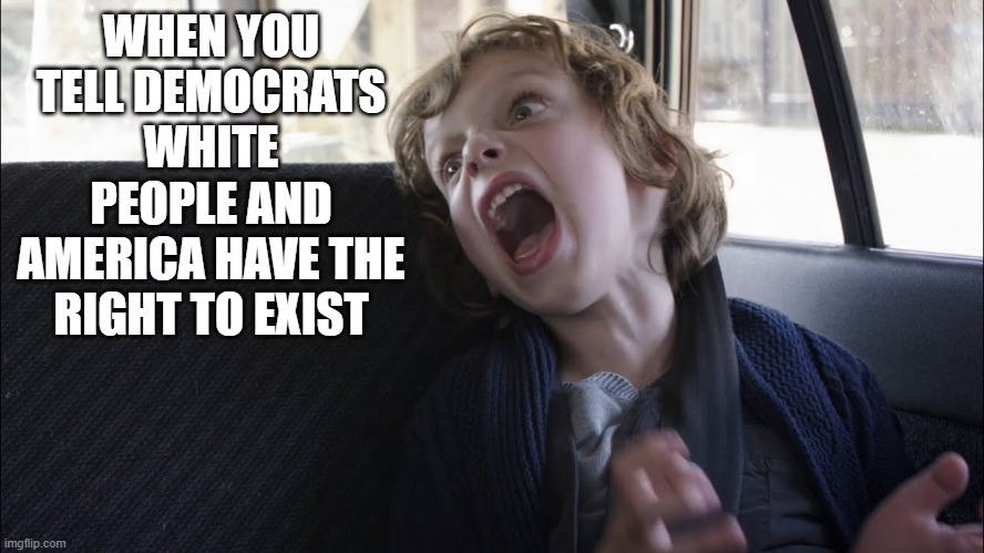 WHEN YOU TELL DEMOCRATS WHITE PEOPLE AND AMERICA HAVE THE RIGHT TO EXIST | made w/ Imgflip meme maker