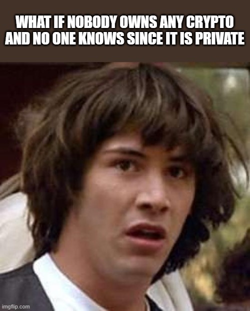 Conspiracy Keanu Meme | WHAT IF NOBODY OWNS ANY CRYPTO AND NO ONE KNOWS SINCE IT IS PRIVATE | image tagged in memes,conspiracy keanu | made w/ Imgflip meme maker