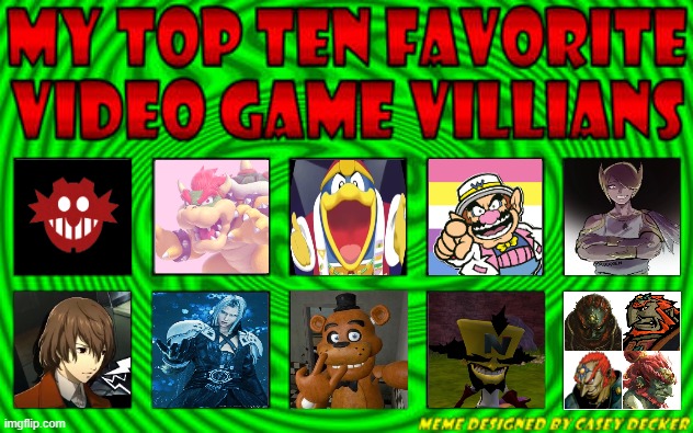 my top 10 favorite video game villains | image tagged in my top 10 favorite video game villains,you are bad guy,well maybe i don't wanna be the bad guy anymore,videogames,nintendo | made w/ Imgflip meme maker
