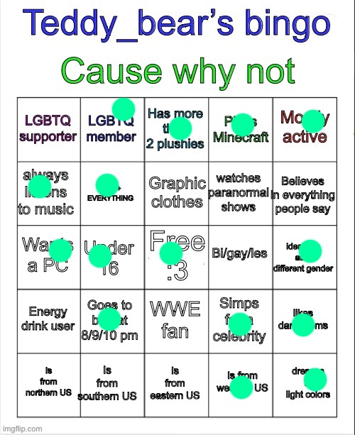 *coughs* I think he counts as a celeb | image tagged in teddy bear s bingo | made w/ Imgflip meme maker