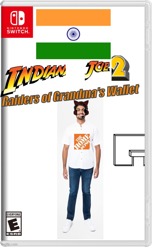 indiana joe | Raiders of Grandma's Wallet | image tagged in nintendo switch | made w/ Imgflip meme maker