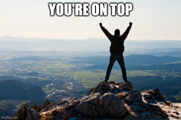 Shout It from the Mountain Tops | YOU'RE ON TOP | image tagged in shout it from the mountain tops | made w/ Imgflip meme maker