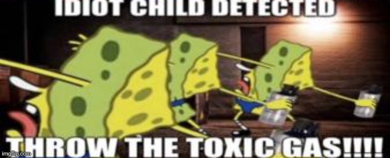 idiot child detected throw the toxic gas | image tagged in idiot child detected throw the toxic gas | made w/ Imgflip meme maker