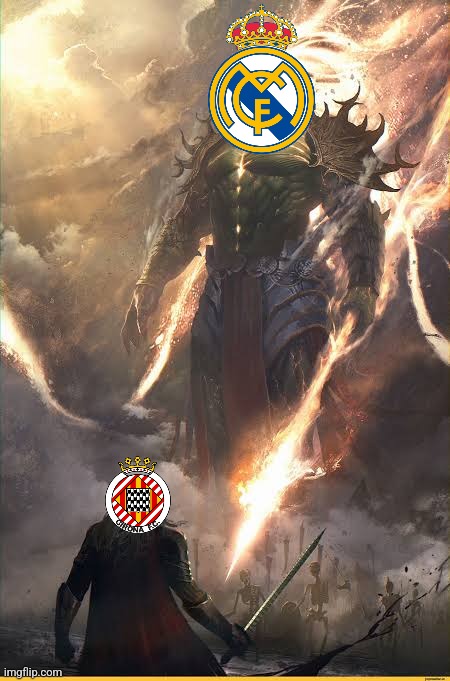 Girona-Atlético 4:3. despite Morata's hattrick Girona's hopes for the miracle continues...in the race vs R. Madrid | image tagged in small warrior vs giant,girona,atletico madrid,real madrid,la liga,futbol | made w/ Imgflip meme maker