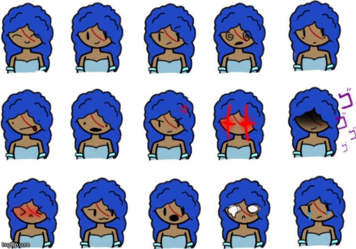 Rizu expression sheet updated | image tagged in rizu expression sheet updated | made w/ Imgflip meme maker