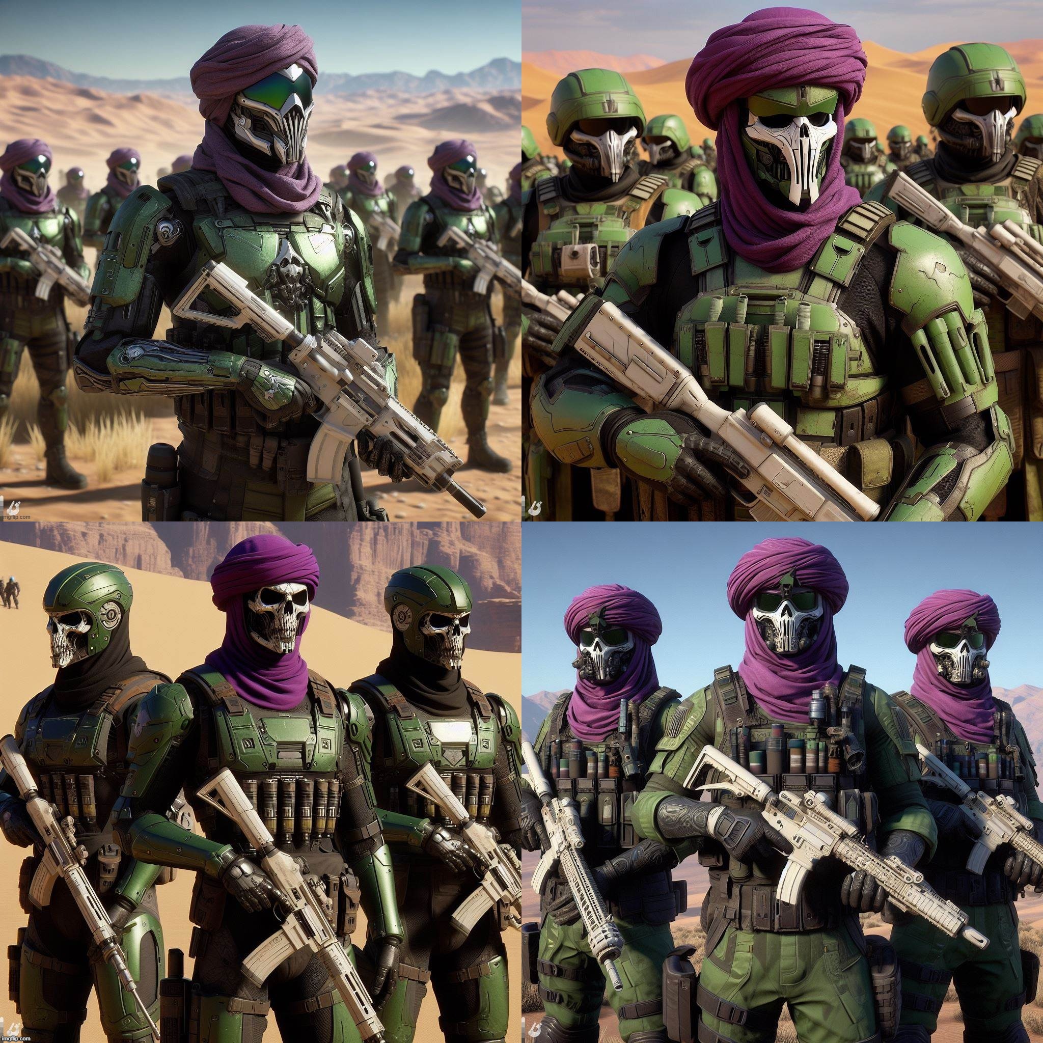 Ai Bing: Eastern Desert Faction. Inspired by Easterlings, Haradrim, Calormen, and COBRA. (Tolkien, Narnia, & GiJoe respectively) | image tagged in ai generated,lord of the rings,narnia,gi joe,desert,troopers | made w/ Imgflip meme maker