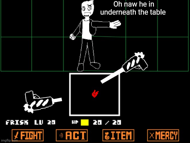 Osmosans jones | Oh naw he in underneath the table | image tagged in osmosans jones | made w/ Imgflip meme maker