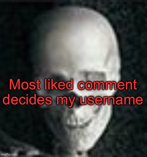 Bored | Most liked comment decides my username | image tagged in skull | made w/ Imgflip meme maker
