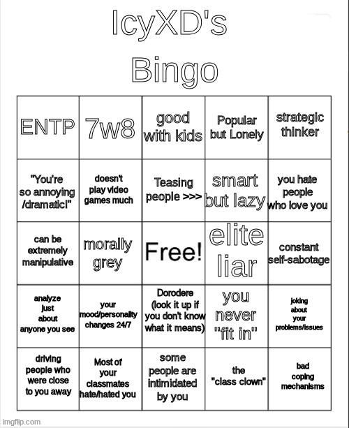 I saw several users make one of these, so I decided to make one too | image tagged in icyxd's bingo | made w/ Imgflip meme maker