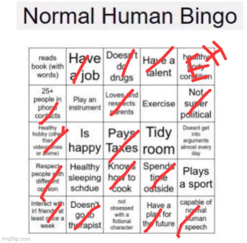 I have mixed feelingnabout not reaching a bingo | image tagged in normal human bingo | made w/ Imgflip meme maker