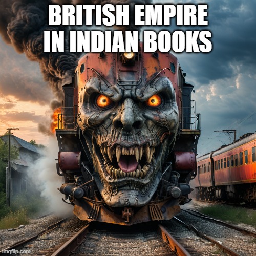 Bri ish | BRITISH EMPIRE IN INDIAN BOOKS | image tagged in british empire,india,bharat,horror train | made w/ Imgflip meme maker