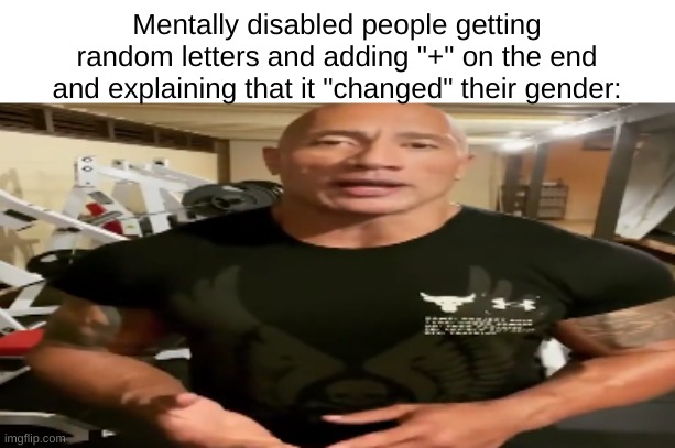 Mentally disabled people getting random letters and adding "+" on the end and explaining that it "changed" their gender: | made w/ Imgflip meme maker