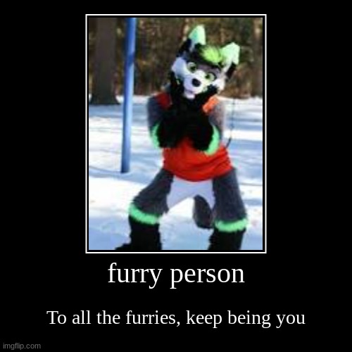 furry person | To all the furries, keep being you | image tagged in funny,demotivationals | made w/ Imgflip demotivational maker