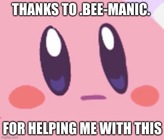 New oc teaser (Thanks for helping me Rose/ .Bee-Manic.!) | THANKS TO .BEE-MANIC. FOR HELPING ME WITH THIS | image tagged in blank kirby face | made w/ Imgflip meme maker