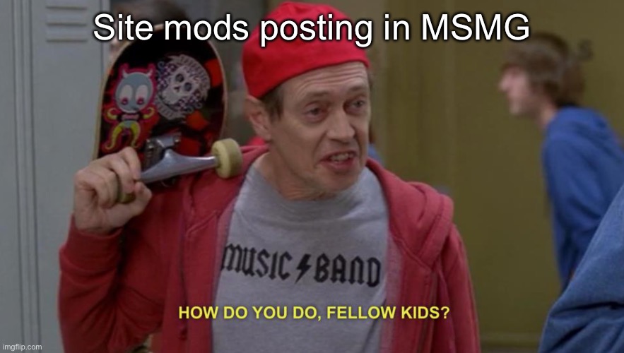 how do you do fellow kids | Site mods posting in MSMG | image tagged in how do you do fellow kids | made w/ Imgflip meme maker
