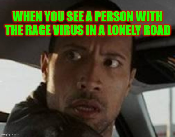 YIKES | WHEN YOU SEE A PERSON WITH THE RAGE VIRUS IN A LONELY ROAD | image tagged in rocks | made w/ Imgflip meme maker