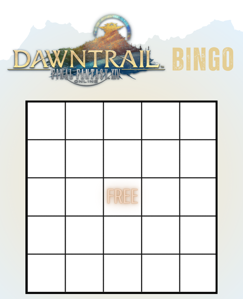 High Quality FFXIV Dawntrail Bingo Blank Meme Template