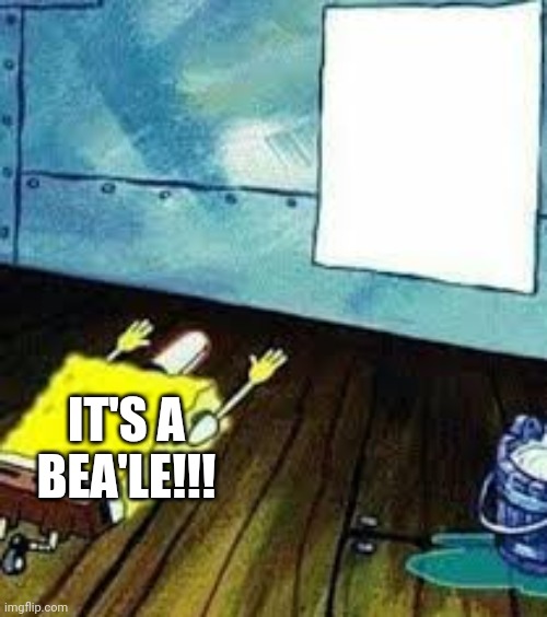 spongebob worship | IT'S A BEA'LE!!! | image tagged in spongebob worship | made w/ Imgflip meme maker