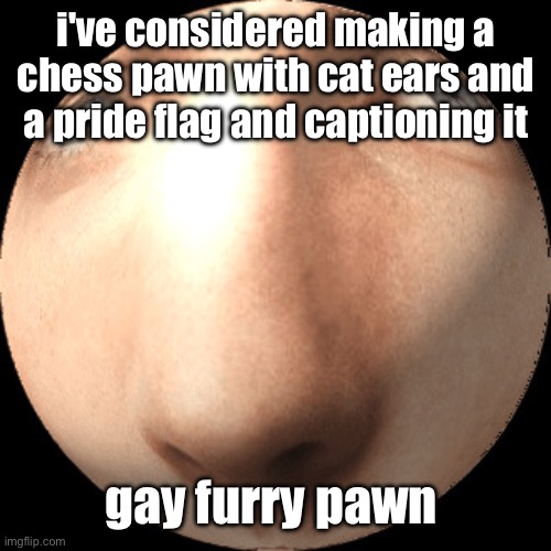 logan ball | i've considered making a chess pawn with cat ears and a pride flag and captioning it; gay furry pawn | image tagged in logan ball | made w/ Imgflip meme maker