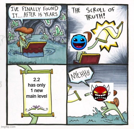 The Scroll Of Truth | 2.2 has only 1 new main level | image tagged in memes,the scroll of truth | made w/ Imgflip meme maker