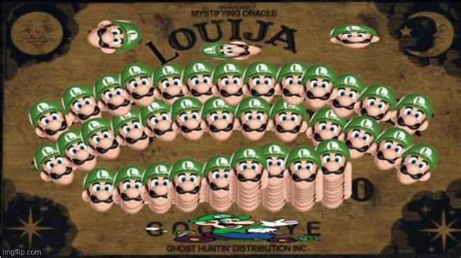 Luigi Board | image tagged in luigi,ouija board | made w/ Imgflip meme maker