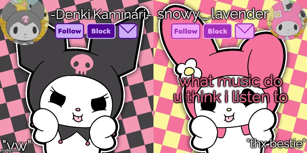 shouldnt be too hard since yall have seen my temps where i put what im listening to | what music do u think i listen to | image tagged in lavender denki temp | made w/ Imgflip meme maker