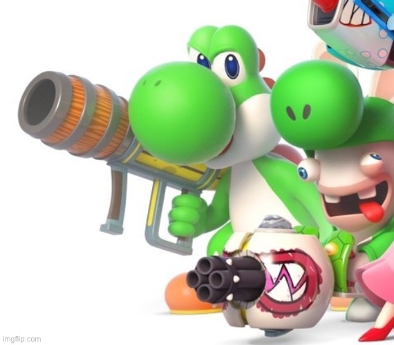 CHAT IS THIS OUT OF CHARACTER | image tagged in yoshi with bazooka | made w/ Imgflip meme maker