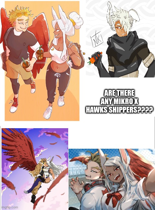 AAAAAAAAH | ARE THERE ANY MIKRO X HAWKS SHIPPERS???? | image tagged in mha,mirko,hawks,anime | made w/ Imgflip meme maker