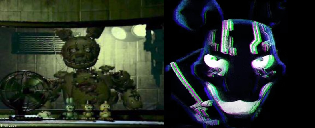 Updated William Afton strongest form (M.X.E.S) | image tagged in fnaf springtrap in window | made w/ Imgflip meme maker
