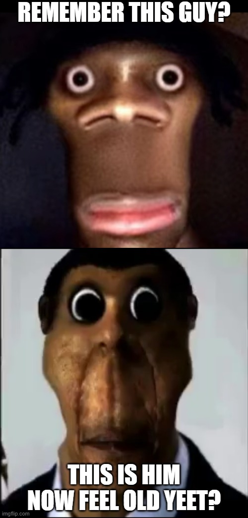 hmmmmm | REMEMBER THIS GUY? THIS IS HIM NOW FEEL OLD YEET? | image tagged in obunga | made w/ Imgflip meme maker