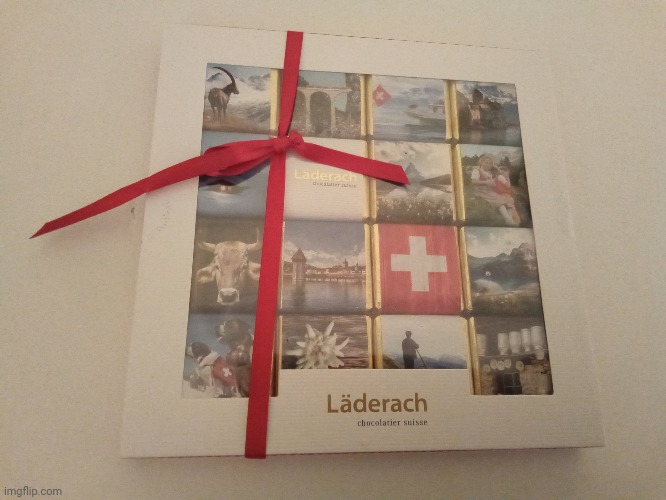 A box of Läderach | made w/ Imgflip meme maker