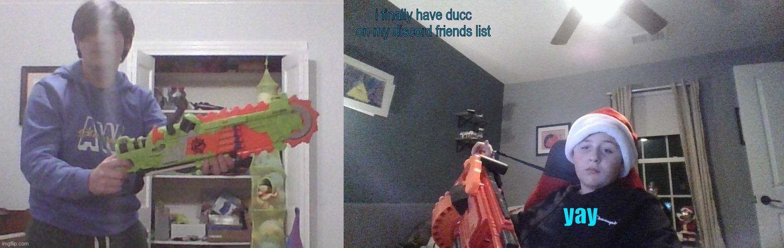 i finally have ducc on my discord friends list; yay | image tagged in ducc and jim shared template | made w/ Imgflip meme maker