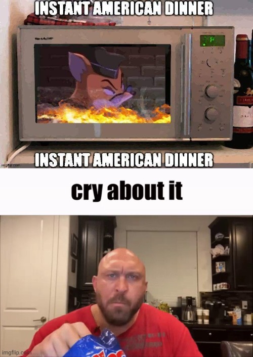 this is the worst American dinner I ever seen | image tagged in instant american dinner,cry about it | made w/ Imgflip meme maker