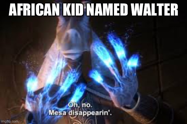 oh no mesa disappearing | AFRICAN KID NAMED WALTER | image tagged in oh no mesa disappearing | made w/ Imgflip meme maker