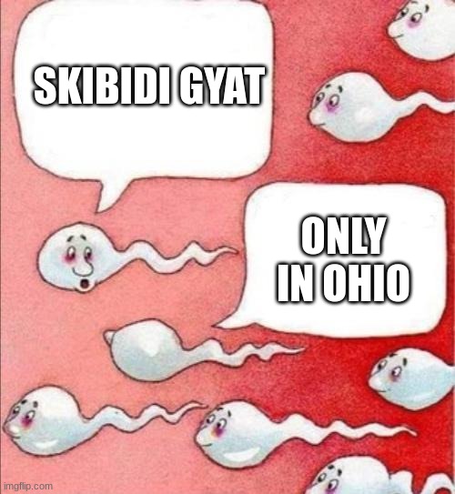 average skibidi fans | SKIBIDI GYAT; ONLY IN OHIO | image tagged in sperm cell | made w/ Imgflip meme maker