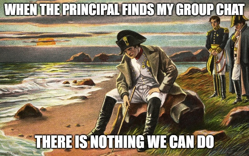 facts bro | WHEN THE PRINCIPAL FINDS MY GROUP CHAT; THERE IS NOTHING WE CAN DO | image tagged in napoleon | made w/ Imgflip meme maker